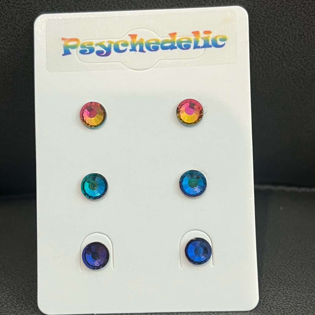 Crystal Post Earrings - Psychedelic